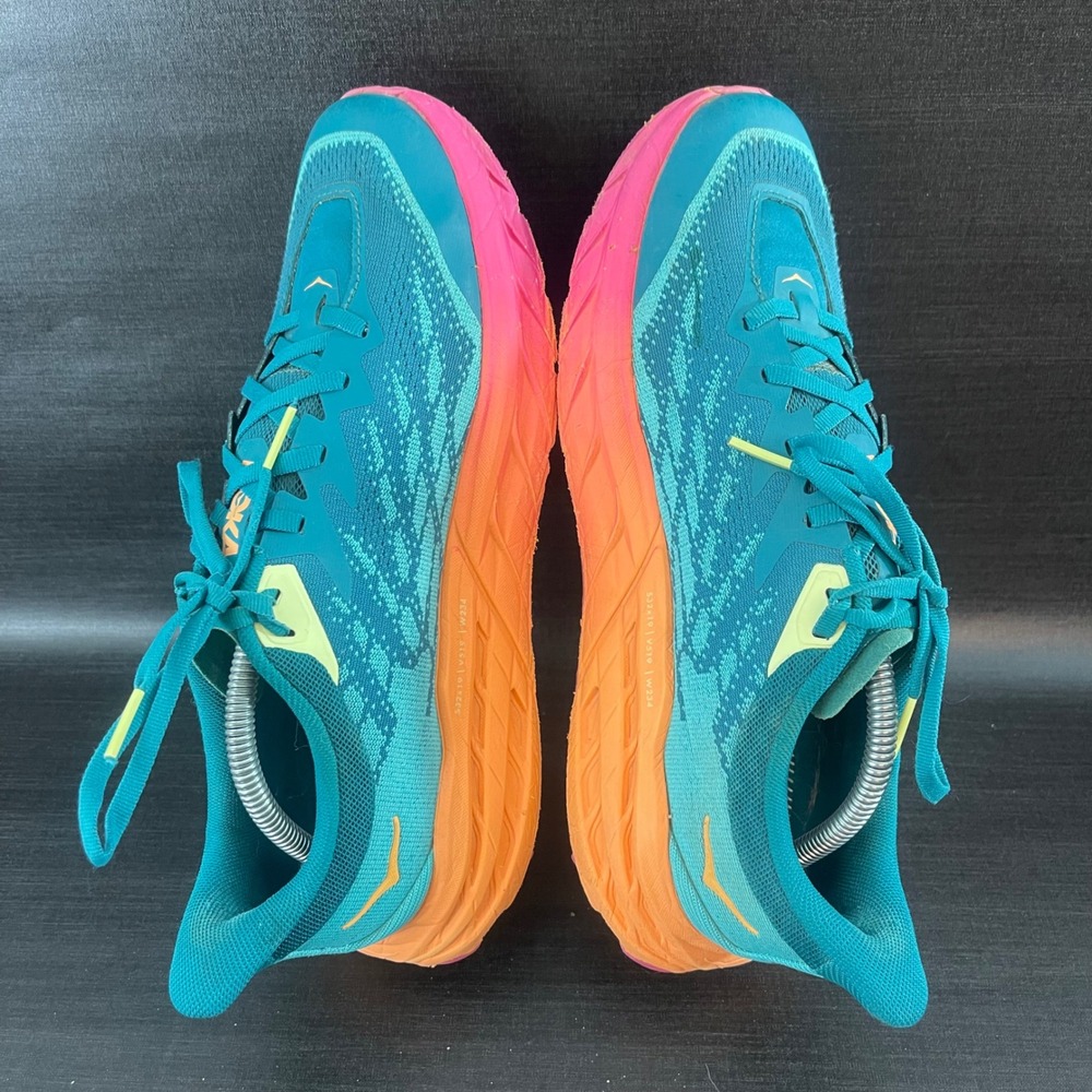 Hoka Speedgoat 5 Womens 9.5B Green Teal Pink Hiking Trail Running Vibram Shoes - Picture 7 of 9